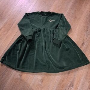 Analogie Kids Velour Green Long Sleeves Dress Girls Size 6